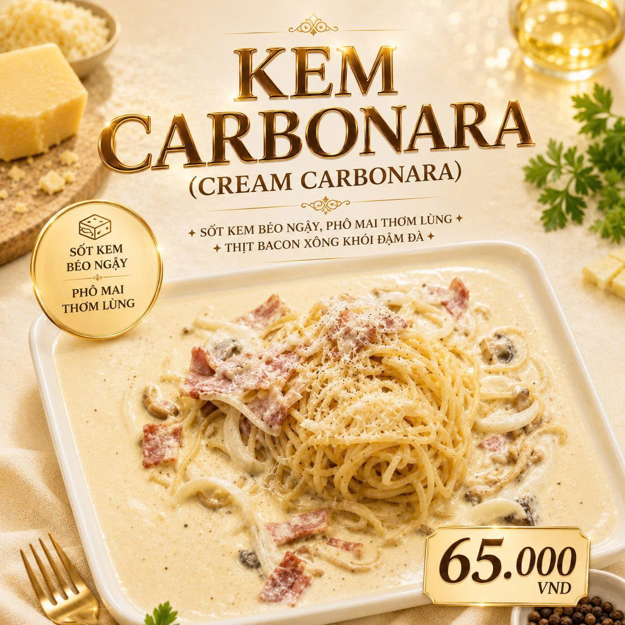 Mì Ý Sốt Kem Carbonara